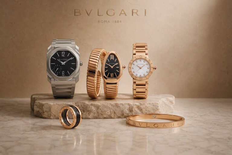 Uhren und Schmuck von Bulgari: Octo Finissimo, Serpenti sowie ein Armreif mit Schriftzug